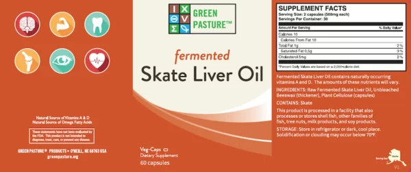 Green Pasture Skate Liver Oil Label