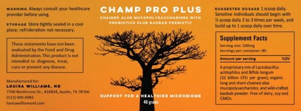 Champ Pro Plus Supplement Label